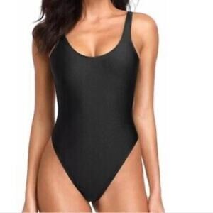 Dixperfect High Leg Black One Piece Swimsuit NWTs